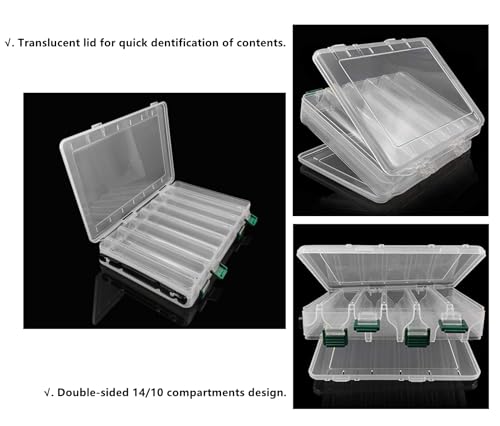 Caja organizadora para anzuelos y señuelos de pesca doble cara Milepetus Angelkoffer plástico claro 14 compartimentos miniatura 2