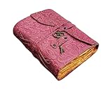 Vintage Leather Journals For Women, Vintage, Grimoire Journal, Leather Bound Journal, Notebooks Notebook Antique Books, Bound Sketchbook (7X5, Pink)