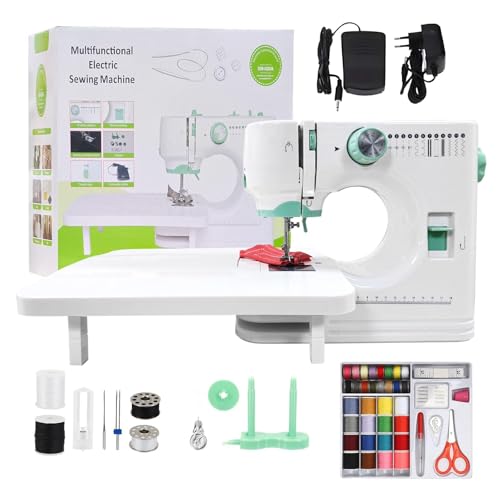Image of Stoigeld Sewing Machine for Beginners, 32Pcs Sewing Threads Kit,12 Built-in Stitches, 2-Speed Control, Extension Table Included, Compact & Easy to Use Portable Sewing Machine for Home and Travel