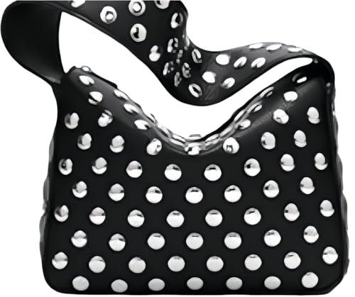 Image of Women's Small Shoulder Faux Leather Hobo Clutch Bag Shoulder Bag Y2K Fashion Purse,Black and White Polka Dot Shoulder Bag