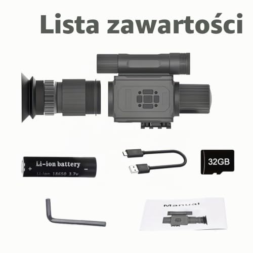 SUZLAZYR NK008 Cyfrowy noktowizor do polowań, 1080p HD Podczerwony luneta celownicza Monokularowa kamera, 5-krotny zoom cyfrowy, Wbudowany iluminator IR 850