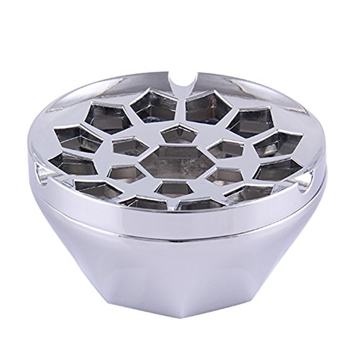 Best Quality 🔥 Honoro Unique Windproof Ashtray with Lid,Metal Honeycomb Cigarettes Ashtray for Indoor Outdoor Use,Ash Holder,Nice Gift,Silver
