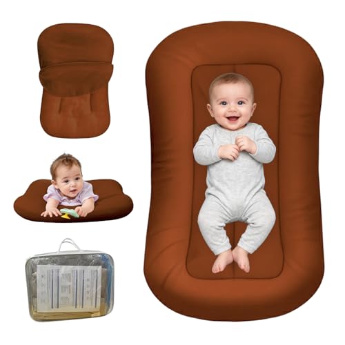 Image of Baby Lounger for Newborn, Bionic Design Baby Lounger, Soft Organic Cotton Breathable Lounger for Infants 0-24 Months (Brown)