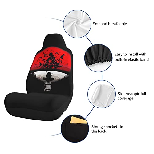 Aroundvvizz Car Seat Cover, Full Front Seat Cover 1Pcs , Japanese Anime Car Seat Cover Black Car Cushion Cover, Easy Installation, Universal Suitable For Car, Truck, Car, Sedan, Suv, Van #TOP3