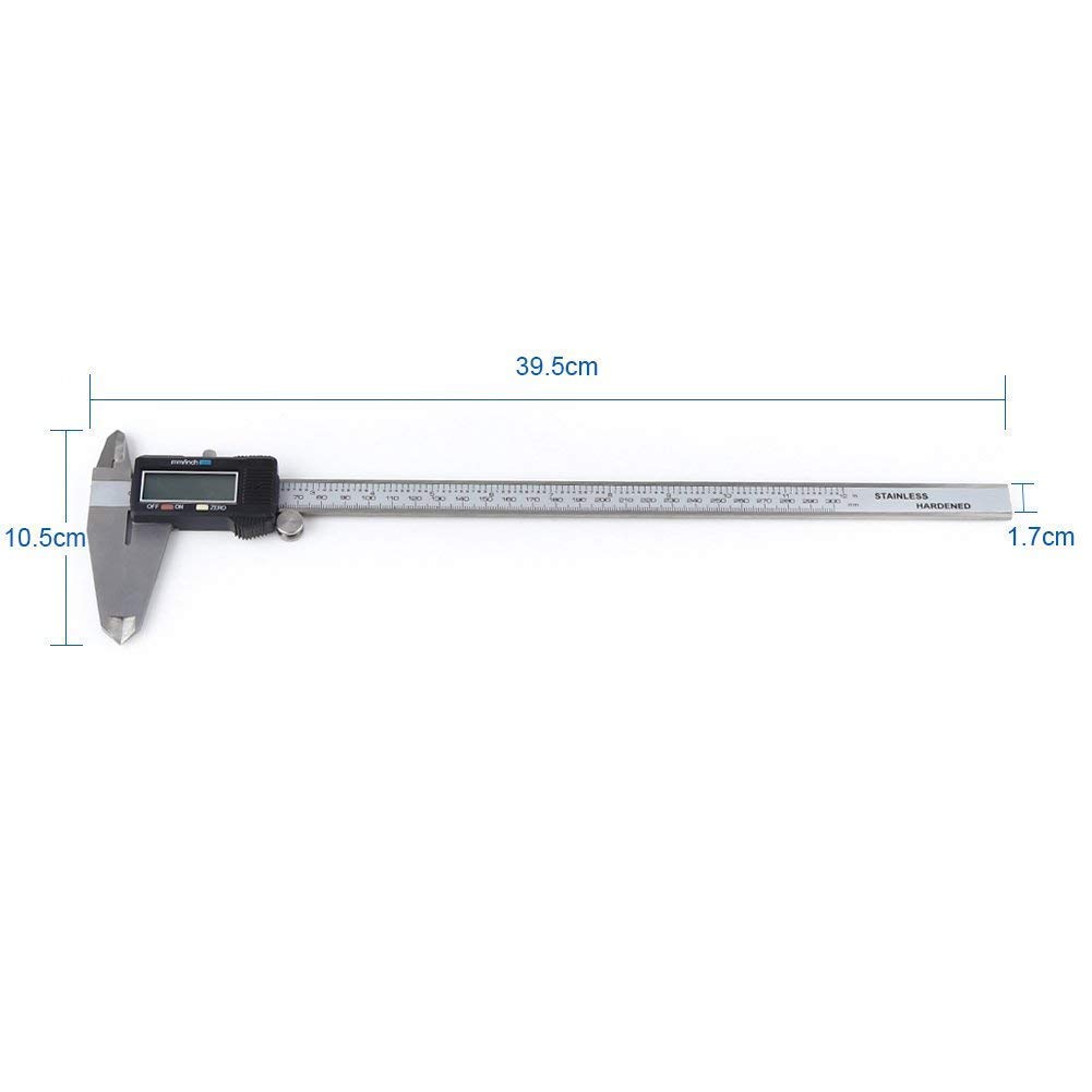 Calibrador Electrónico Pinza Profesional Digital Calidad con Fracciones y Milímetro Conversión 0 a 12 Pulgadas, Cuerpo Acero Inoxidable 300 mm Pantalla LCD Extra Grande