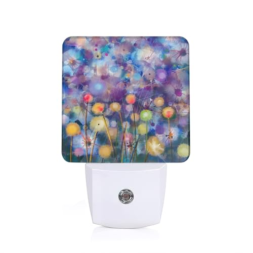 Image of Abstract Watercolor Flowers Night Light, Night Lights Plug into Wall for Boys Girls Bedroom Decorative Nightlight Led Lamp 0.5W Sleep Friendly