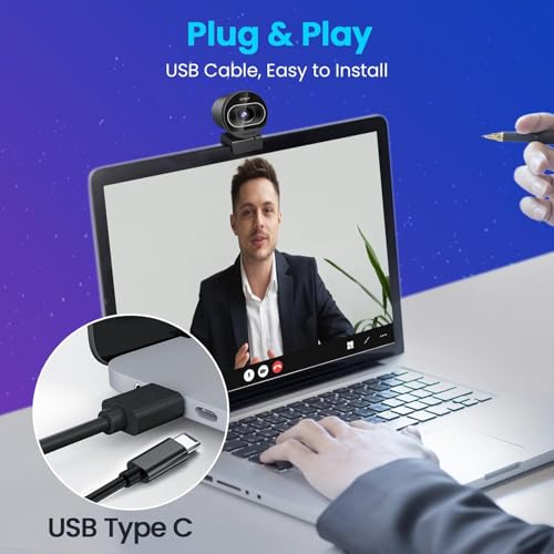 EMEET Kamera internetowa 4K S600, 1080p kamera internetowa do komputera z mikrofonem, PDAF autofokus, korekcja światła, pole widzenia 73°, ochrona danych, Plug & Play, kamera internetowa z mikrofonem
