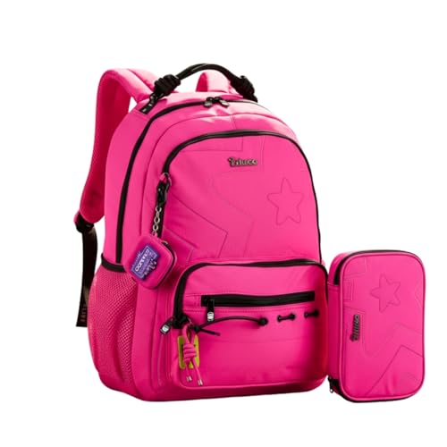 Kit Mochila de Costas Com Bolso Antifurto e Estojo Box Luluca Grande Feminino Soft (Rosa)