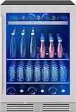 Zephyr PRB24C01CG Presrv 24 in. 7-Bottle and 108-Can Single Zone Beverage Cooler - Stainless Steel