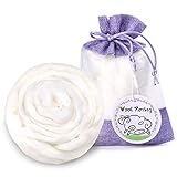 1.76OZ Wool Roving Yarn,White Wool Roving,Fiber Roving Wool,Wool Felting Supplies,Chunky...