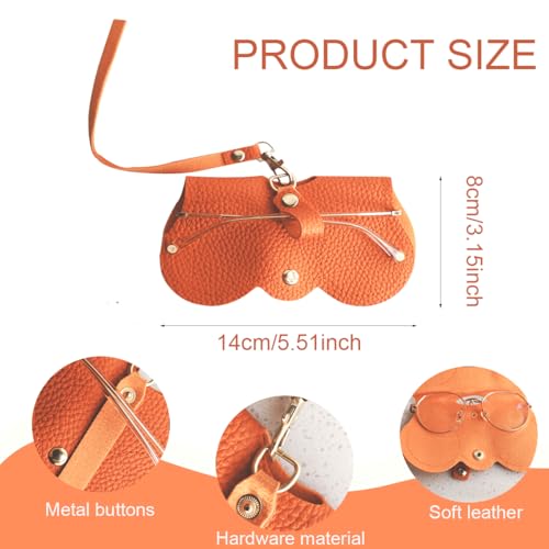 Image of Leather Sunglasses Case Portable Leather Sunglass Holder for Bag Sunglasses Bag for Travel 2 Pcs Glasses Organizer Bag with Strap for Women and Men