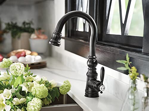 Moen Weymouth Matte Black One Handle Pulldown Bar Faucet, S53004BL - image 2