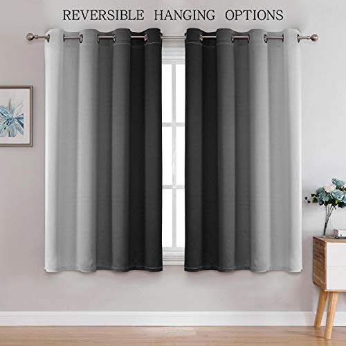 Image of G2000 Blackout Curtains & Drapes for Bedroom Living Room 63 Inch Length Grey and Greyish White Room Darkening Window Treatments Ombre Thermal Insulated Light Blocking Grommet Backdrop 2 Panels Set