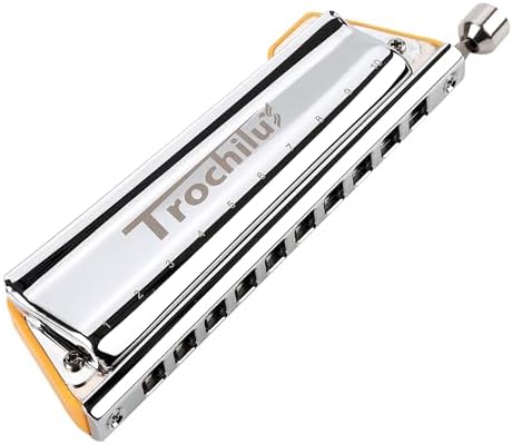 JDR Trochilus 10 Holes Chromatic Harmonica Solo Tuning Key of Bb Chromonica Valveless Harp with Case for Adults Professionals Beginners Kids Teachers Students Gift (Chromatic/Solo Tuning Key of Bb)