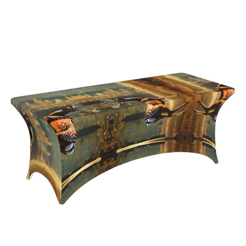 Nappe rectangulaire extensible motif cerf pour table sans pli 1.8m - 4