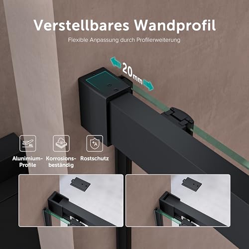 Mampara de ducha corredera doporro 140x195 cm para baños modernos 3