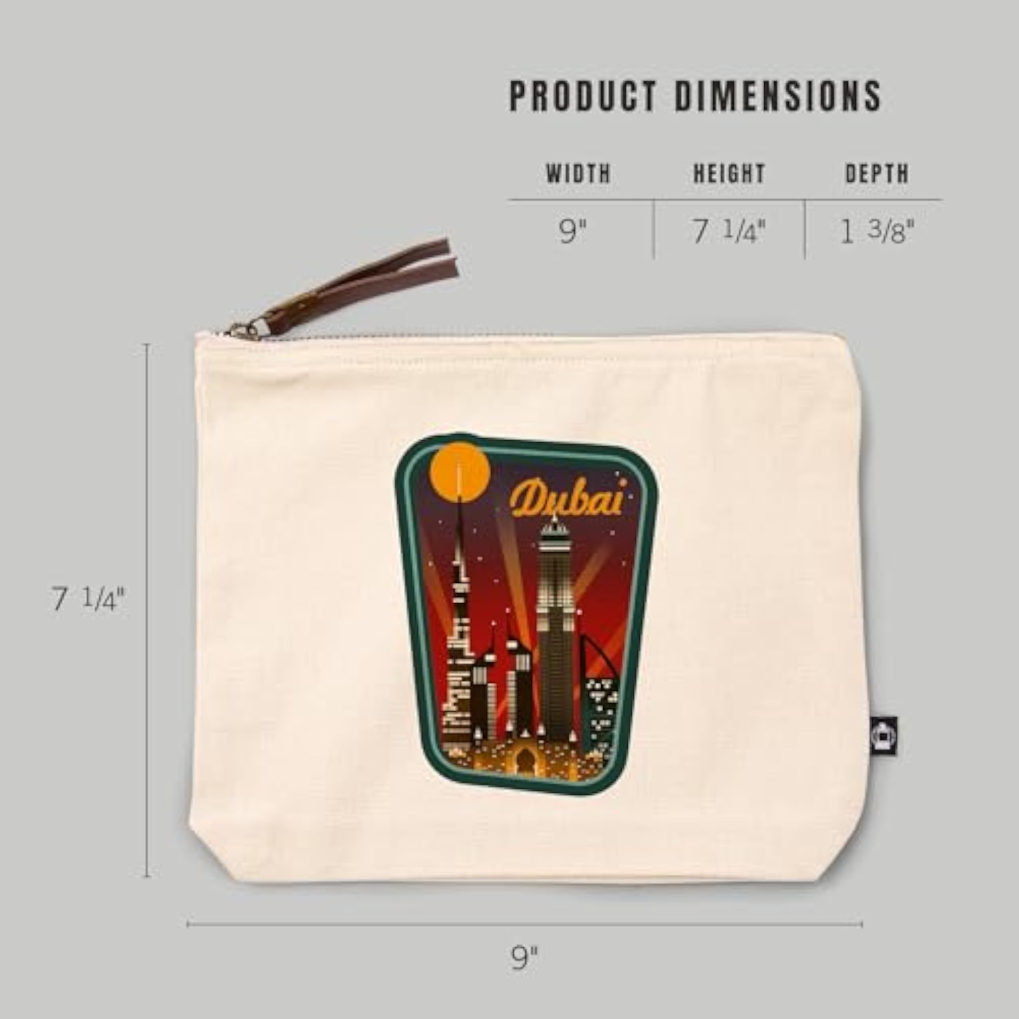 Cotton Canvas Travel Accessory Go Bag, Dubai Skyline