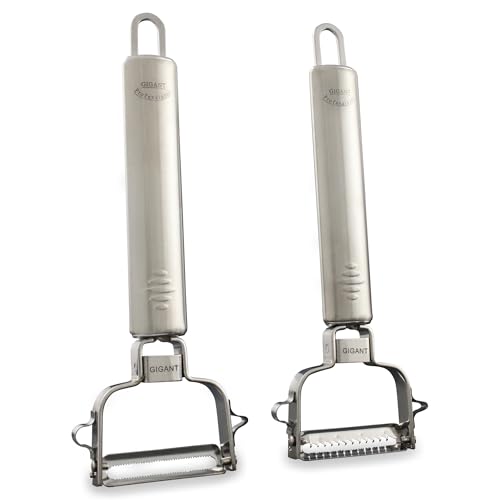 Gigant Schäler Set 2-teilig Multi Gemüseschäler & Julienne Schäler aus Edelstahl Spargelschäler Kartoffelschäler Gemüse Hobel für Salate & Wok spülmaschinenfest