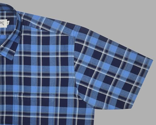 Image of GHPC 100% Cotton Checkered Half Sleeves Regular Fit Formal Shirt for Men