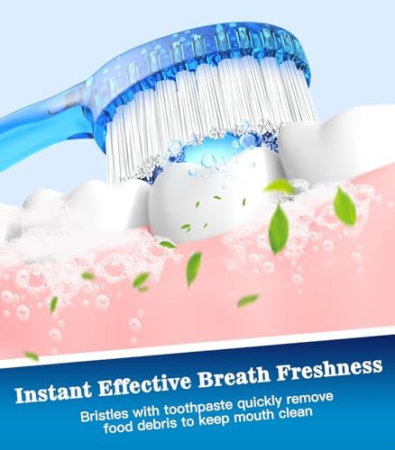 Litlcutie 5 in 1 Travel Toothbrush Set, Disposable Mini Toothbrush with Toothpaste + Floss + Pick + Tongue Scraper for Work/Camping/Travel, Individually Wrapped, 24 Pack, Mixed Flavor - 3