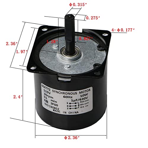 60Rpm Reducer Motor Dual Bearing Synchronous Gear Ac Motor Cw/Ccw Control 115V 60Hz 10W 60Ktyz #TOP4