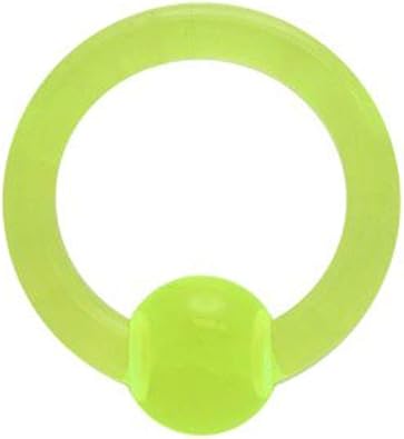 UV Reactive Acrylic Captive Bead Rings Tension BCR Ball Ring 8G PA Ring Nose Septum Rings Pierced Body Jewelry - 9/16 Inch 14mm