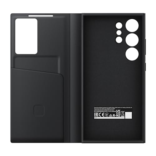 Image of Samsung Polyurethane Galaxy S24 Ultra S-View Wallet Phone Case, Protective Cover with Smart Small Screen View, Finger Tap Control, Slim Design, Card Holder Pocket, US Version, EF-ZS928CBEGUS, Black