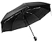 Produktbild Regenschirm Taschenschirm mit einhändiger Auf-Zu-Automatik stilvoll und Winddicht, Automatischer Öffnung und Schließmechanismus Regenschirm sturmfest (02-Gerade Griff Schwarz)