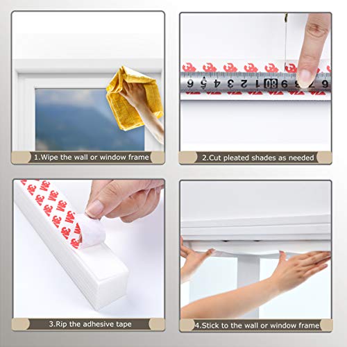 Temporary Blinds Cordless Pleated Shades And Blinds For Windows Light Filtering Fabric Blinds, Easy To Install And Cut, 3-Pack White, 36"X72" #TOP5