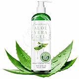Organic Aloe Vera Gel Great for Face, Hair, Sunburn, Acne, Razor Bumps, Psoriasis, Eczema - 12 oz.