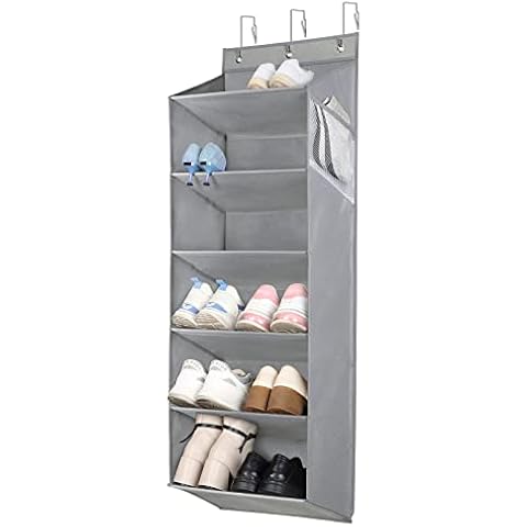 KEEGH Organizer über der Tür für Schuhe Türschuhregal mit 6 tiefen Taschen für 12 Paar Schuhe, hängender Schuhschrank für Turnschuhe, Stiefel, grau Cover