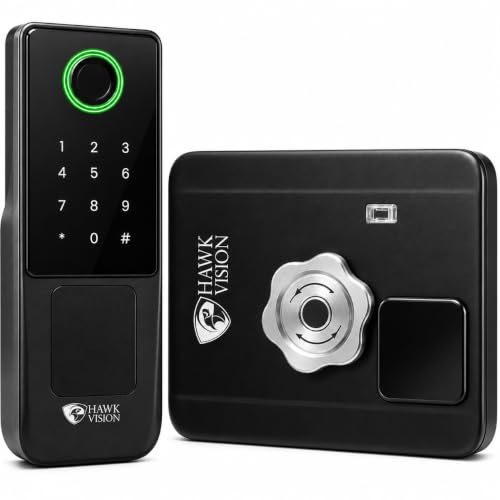 Image of Hawkvision Smart Lock Edge | Digital Rim Lock for Wooden & Metal Doors | 30-55mm Thickness |6-in-1 Unlock - Fingerprint, PIN, RFID, App, OTP & Manual Key | Remote Unlock via OTP |2-Year Brand Warranty