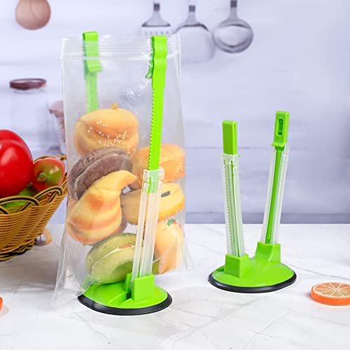 Siyurongg 2 Pcs Baggy Rack, Freezer Bag Holder Stand, Adjustable Food Storage Holders, Plastic Food Prep Bag/Zip Lock Bag Holder Stand, for Meal Prep Bag, Kitchen Gadget - Thumbnail 7