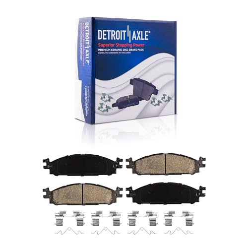 Image of Detroit Axle - Front Brake Kit for Ford Explorer 11-19, Drilled and Slotted | Disc Brake Rotors Ceramic Brake Pads Wheel Bearing Hubs Assembly 2012 2013 2014 2015 2016 2017 2018 Replacement
