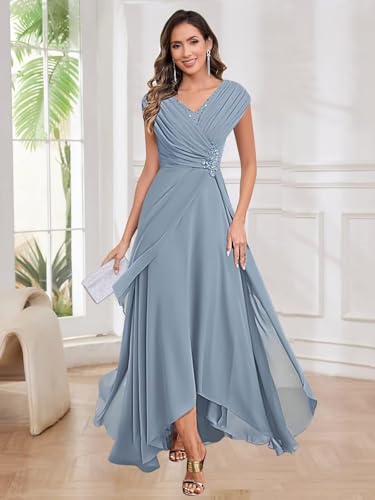 Lace Applique Mother of The Bride Dresses for Women Cap Sleeve Chiffon Formal Wedding Guest Dress2