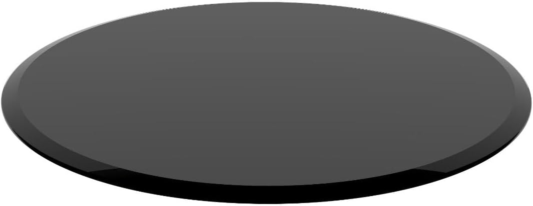 36 Inch Round Black Tempered Glass Table Top 1/2" Thick with Beveled Edge - Heat Resistant Fire-Proof Tabletop for Dining Tables, Patio Furniture, Coffee Tables, Office Desks