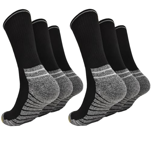Clarks Men's Sport Half Cushion Crew Socks 6 Pair, Black, Men's 7-12 Shoe2