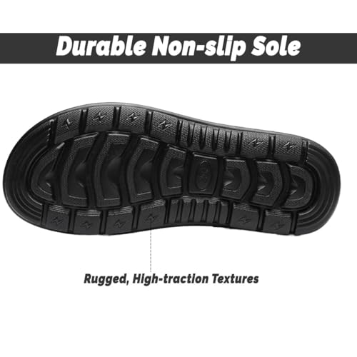 HESBITEUL Men's Leather Sandals Outdoor: Hiking Sandals Open Toe for Work Driving4