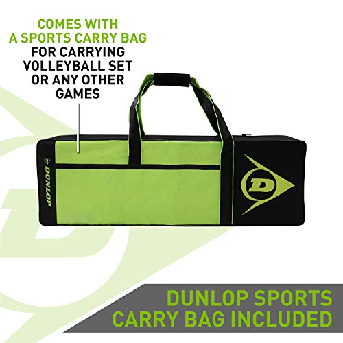Dunlop Outdoor Volleyball Badminton Lawn Game: 11-Piece Outdoor Backyard Party Set With Carrying Case, Black/Green #TOP4