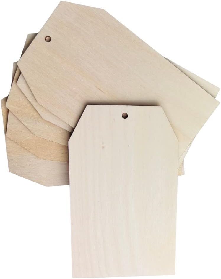 6-Pack Door Tag with Hole Unfinished Wood Cutout DIY Crafts Door Hanger Sign Ready to Paint Crafts All Sizes (16" Tall)