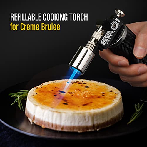 Ravs Butane Torch, Refillable Kitchen Torch Lighter With Safety Lock And Adjustable Flame, Creme Brulee Kitchen Food Torch For Baking, Culinary Cooking Torch, Blow Torch - Butane Gas Not Included #TOP3
