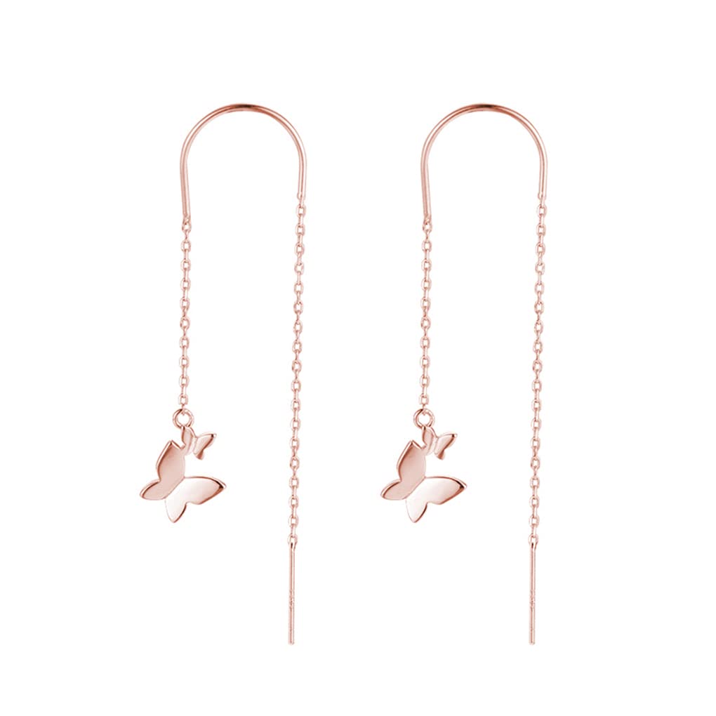 SLUYNZ 925 Plata de ley Pendientes de mariposa colgante de cadena para mujeres Niñas adolescentes Butterfly Threader Pendientes Borla
