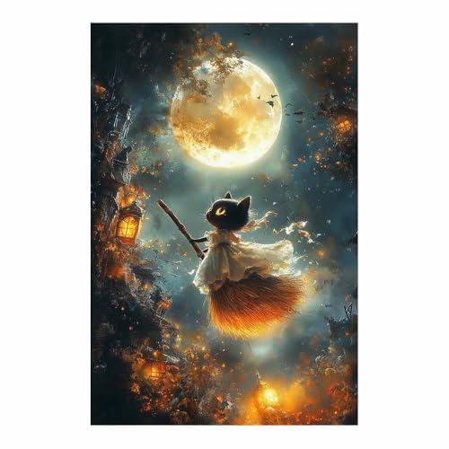 Toile Halloween Sorcière TERUEA Évitez les Décors Kitsch Affiche Or Chic