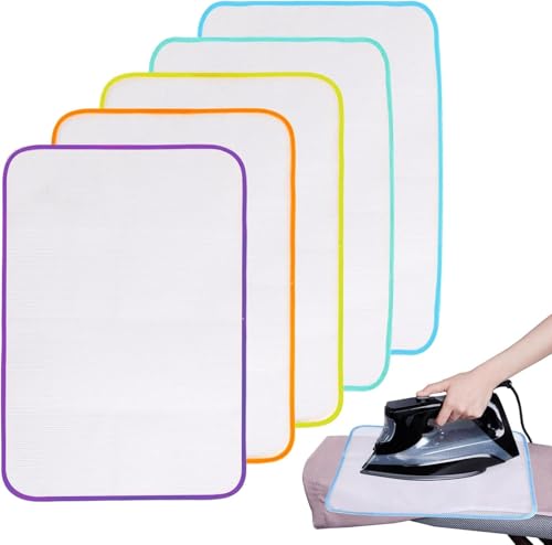 5 panni da stiro, rete protettiva in tessuto di ferro, 40 x 60 cm, tappetino da stiro resistente al calore, per evitare danni da stirare, cuscinetto protettivo per stirare, per lucidare indumenti e