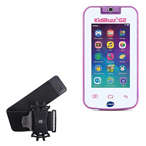 BoxWave Holster Compatible with VTech KidiBuzz G2 - ActiveStretch Sport Armband, Adjustable Armband for Workout and Running - Jet Black