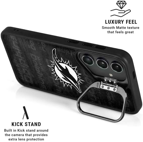 Skinit Kickstand Phone Case Compatible with Galaxy S24 Ultra - Officially Licensed NFL Miami Dolphins Black & White Design