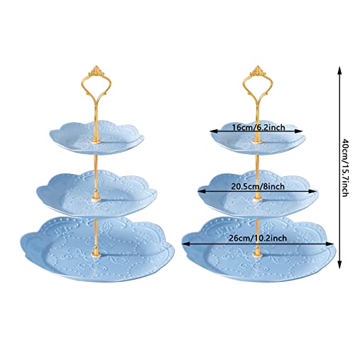 3 Tier Plastic Cupcake Stand Dessert Cupcake Stand Cakes Fruit Candy Display Tower For Wedding, Birthday Party, Tea Party And Baby Shower (Blue, 2) #TOP1