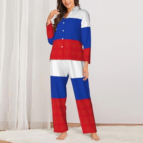 Pyjama imprimé drapeau russe ensemble à manches longues et bas pleine longueur - 3