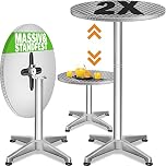CASARIA® Set of 2 High Tables | Foldable | Height Adjustable 70 cm 115 cm | Aluminium Outdoor Round High Bistro Beer Party Tables