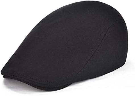 VOBOOM Men's Cotton Flat Ivy Gatsby Newsboy Driving Hat Cap (Style2-Black)